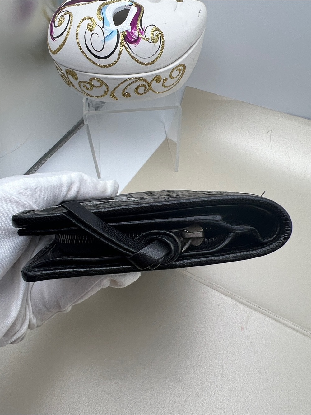 Bottega Veneta Intrecciato Snap Closure Black/Silver Woven Leather Bifold Wallet - Picture 6 of 17